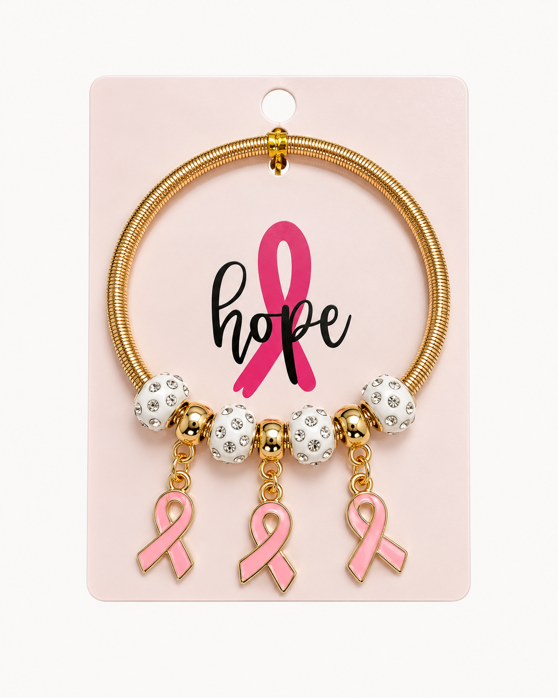 Breast Cancer Awareness Hope Charm Bracelet π