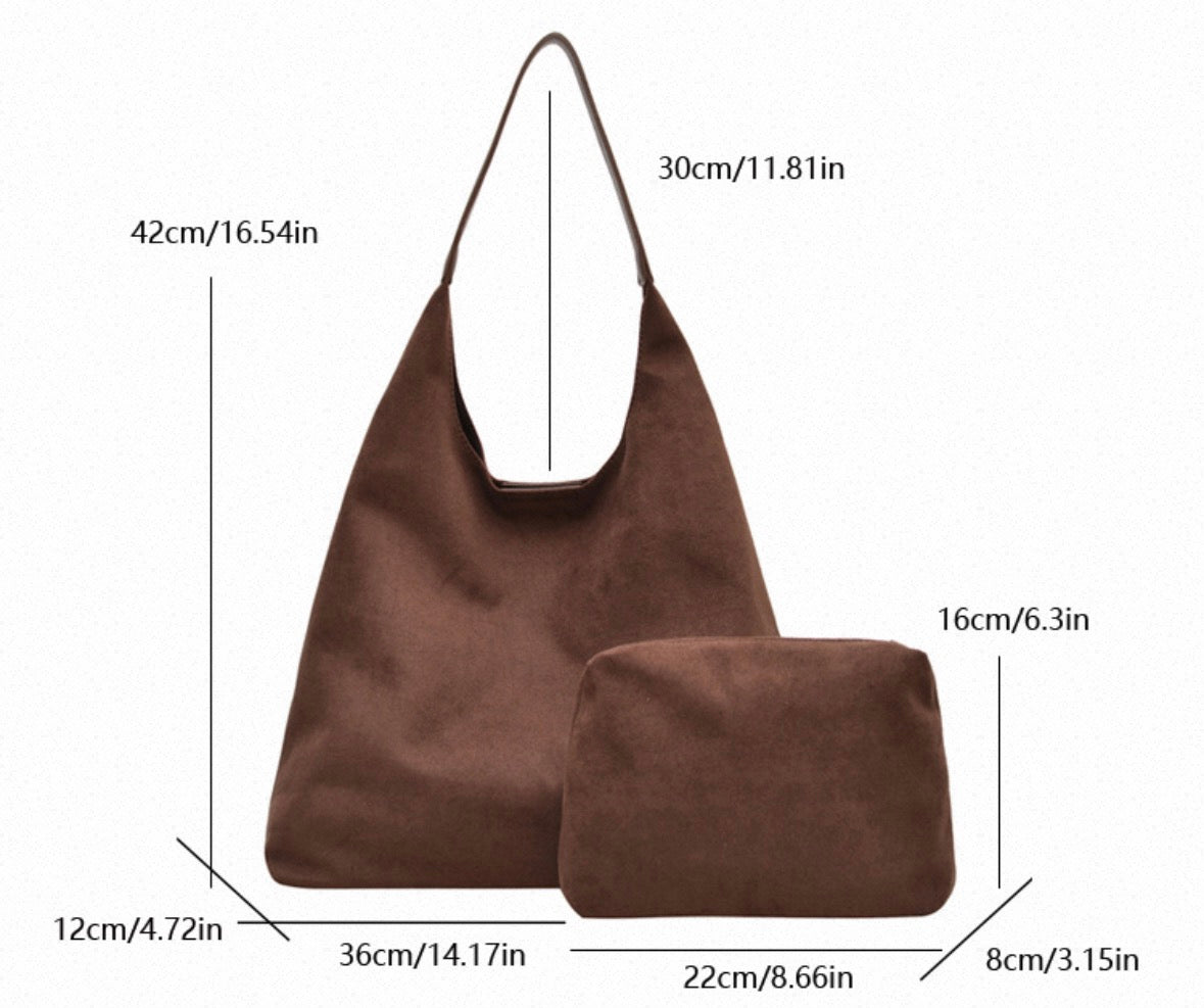 Andrea 2-in-1 Suede Hobo Shoulder Bag