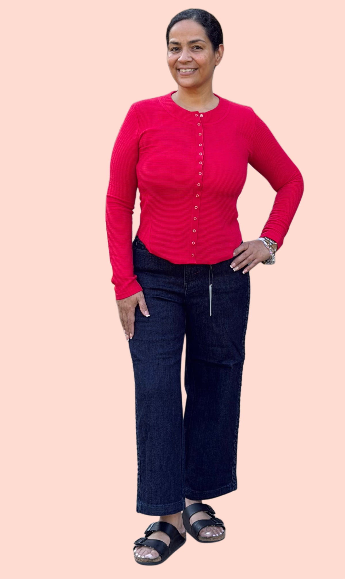 Zenana Double Knit Snap Button Shirt