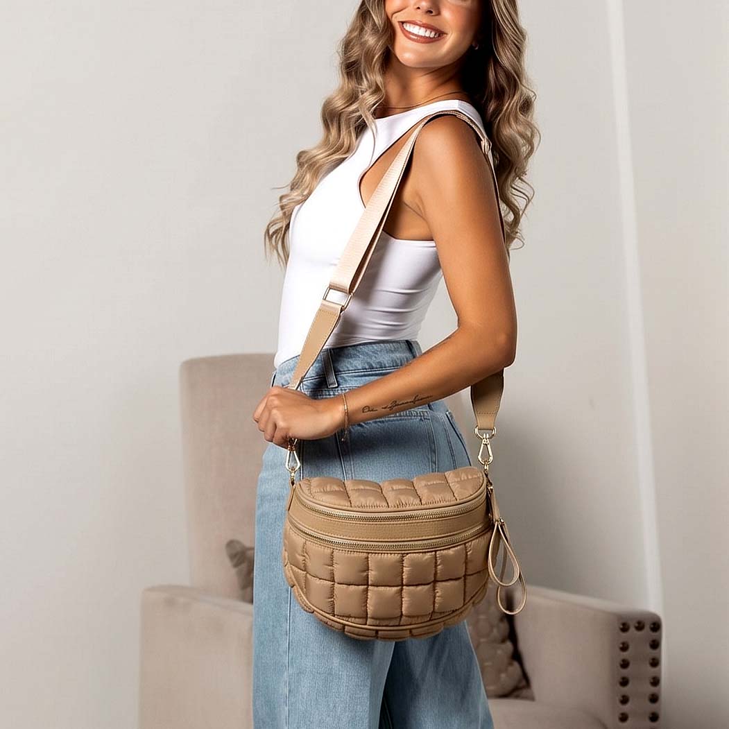 Jaya Puffer Double Zip Crossbody Sling