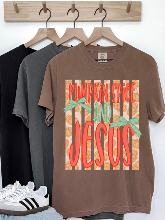 Preppy Retro Pumpkin Spice Jesus Comfort Colors Graphic Tee