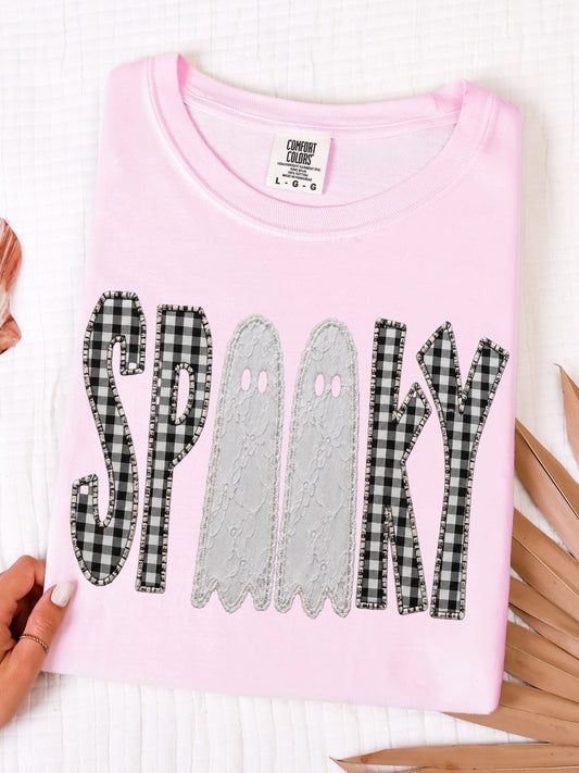 Retro Spooky Faux Patchwork Comfort Colors Graphic Tee
