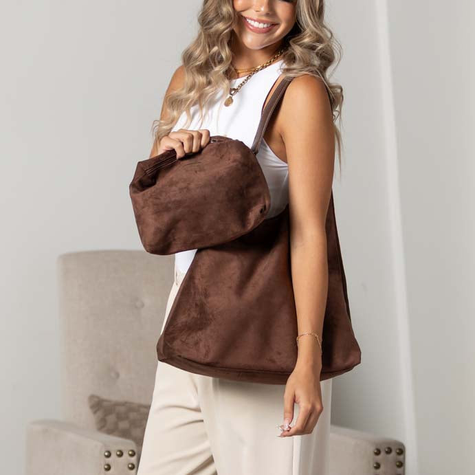 Andrea 2-in-1 Suede Hobo Shoulder Bag