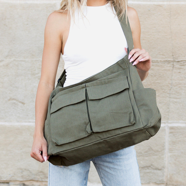 Women's Nova Oversize Canvas Messenger Bag – Casual Everyday Shoulder Bag
