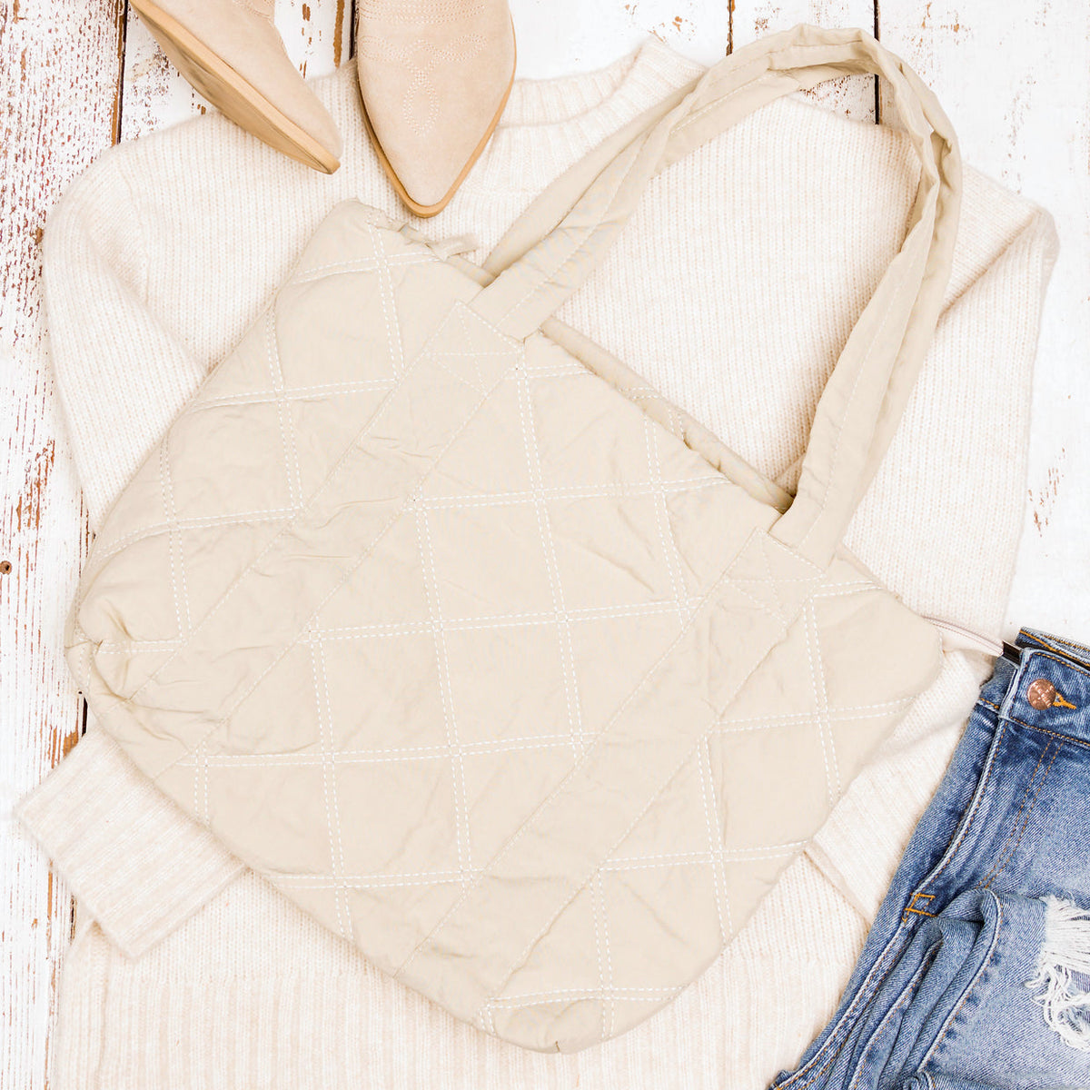 Women's Quilted Tote Bag – Lightweight Everyday Shoulder Bag