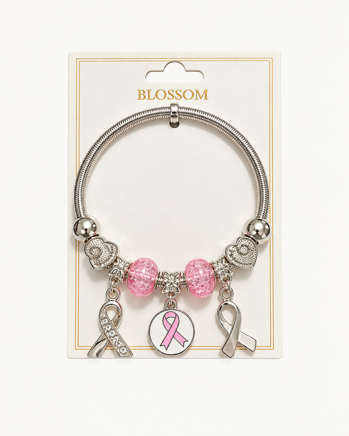 Pink Ribbon Hope Charm Bracelet 🎀