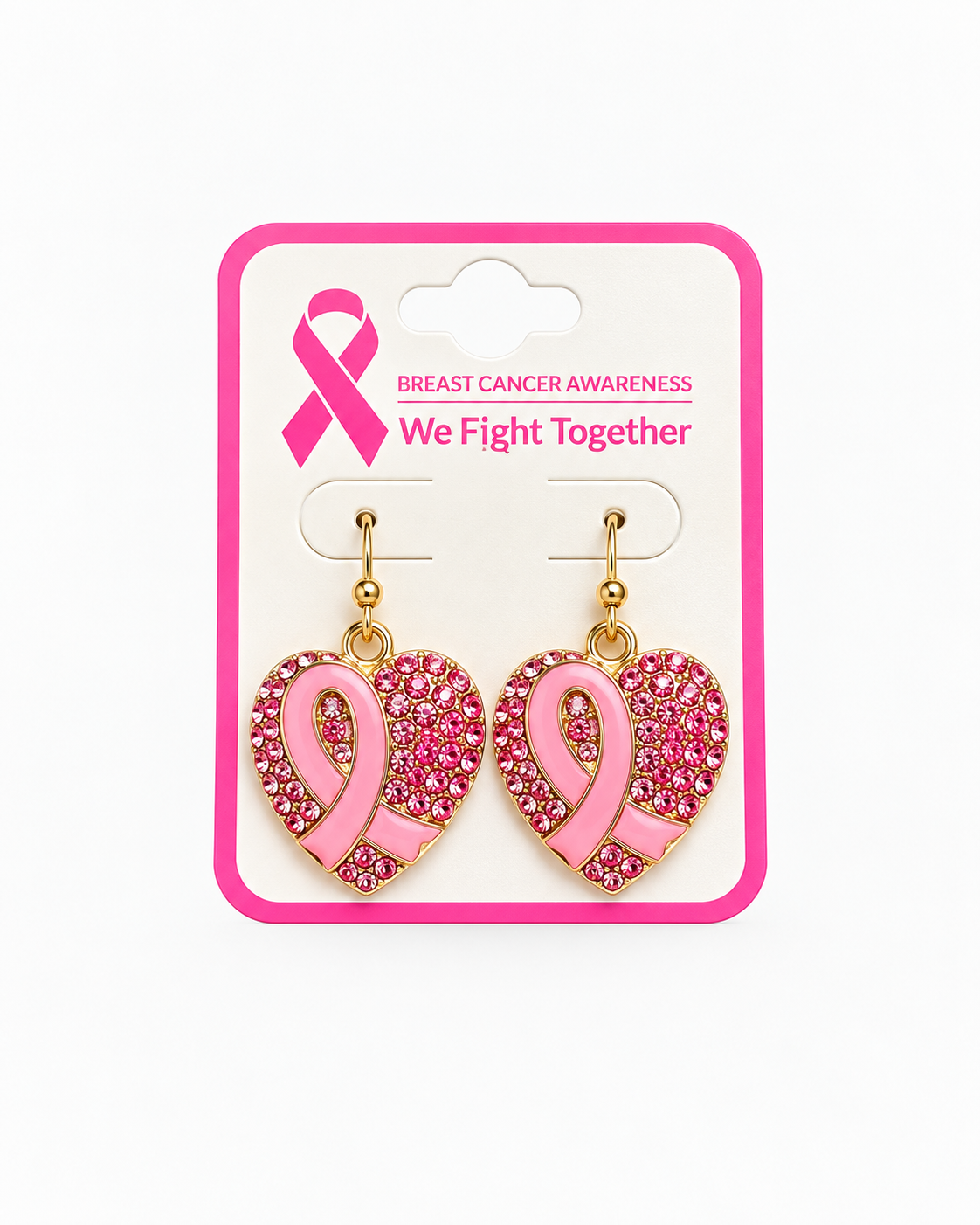 Breast Cancer Awareness Heart Earrings 🎀💗