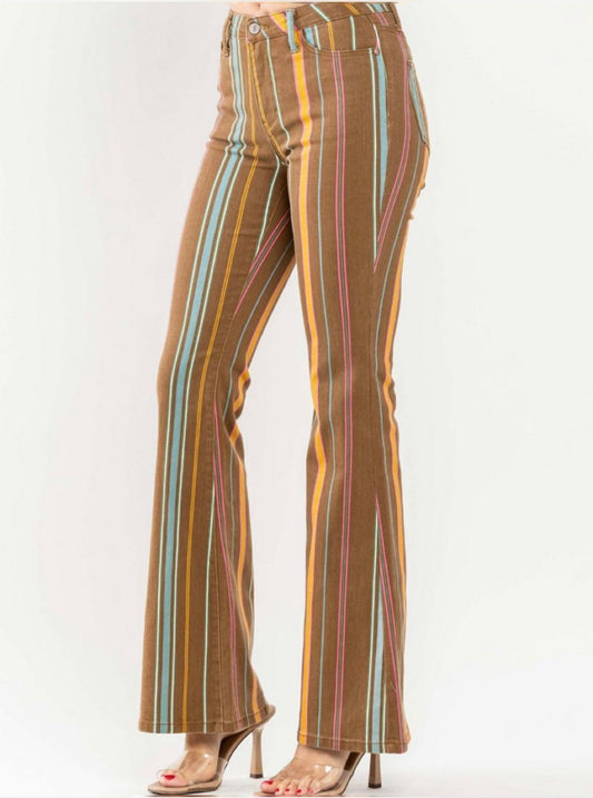 Judy Blue Multicolor Vertical Flare Jeans