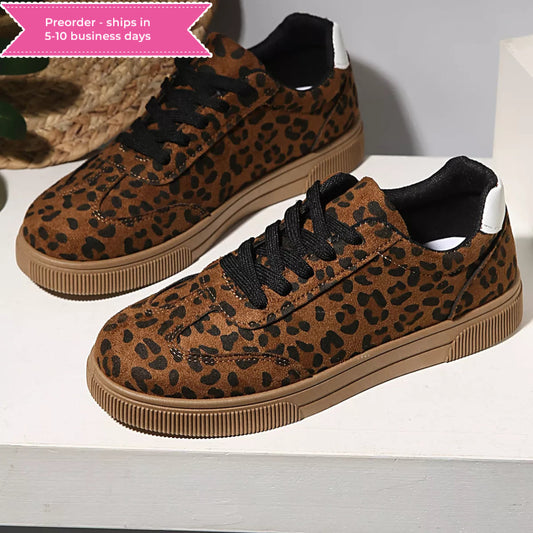 Leopard Lace up Sneakers