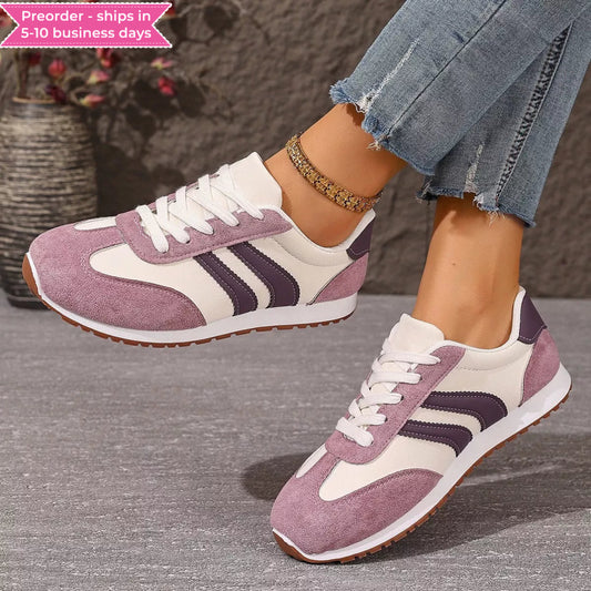 Striped Lace-Up Casual Sneakers