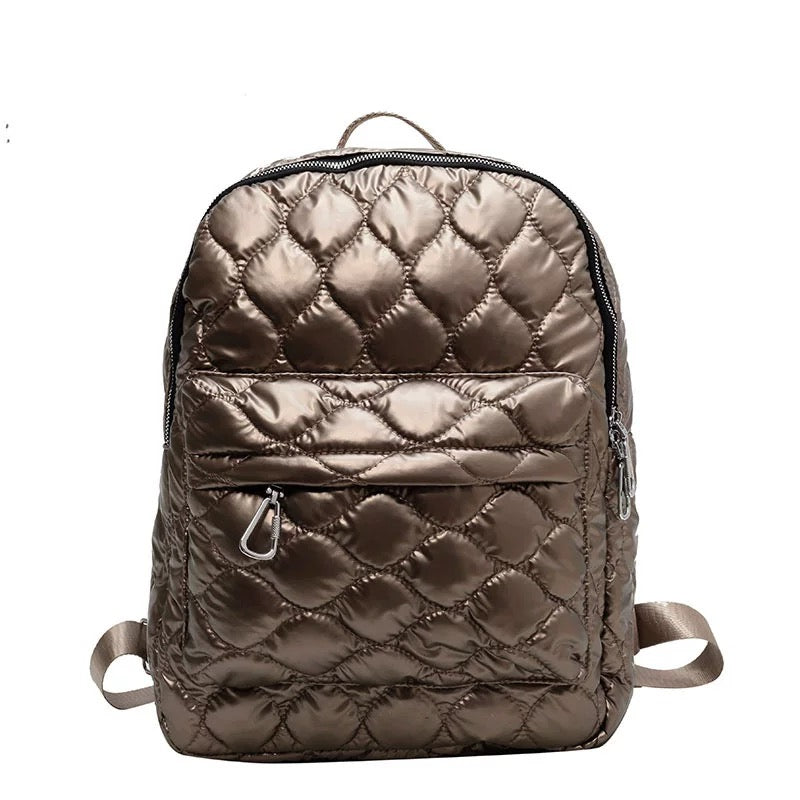 Women's Jade Metallic Puffer Backpack – Trendy Casual Bag