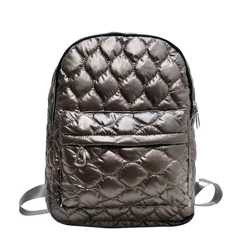 Women's Jade Metallic Puffer Backpack – Trendy Casual Bag