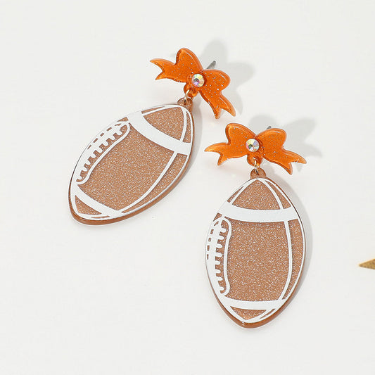 Resin Football Dangle Earrings