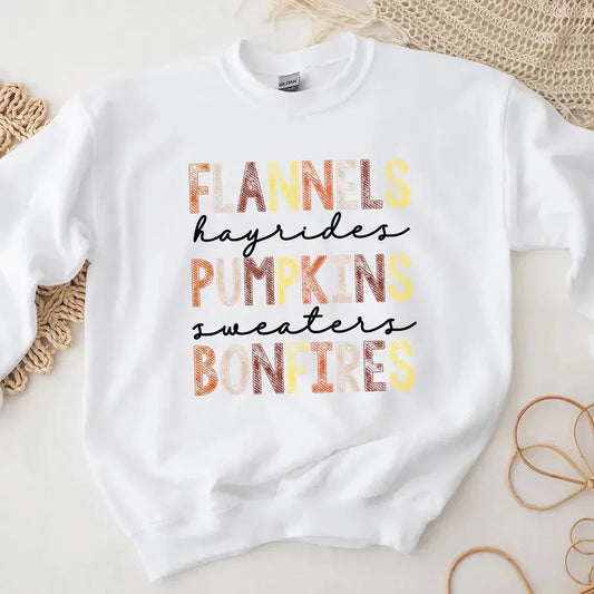 Women's Flannels Hayrides Pumpkins Sweaters Bonfires Fall Sweatshirt